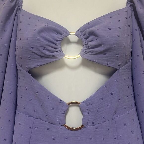 Revolve Rumer Womens S Gypsy A Line Mini Dress Purple Cutouts Long Sleeve NWT - Picture 3 of 12